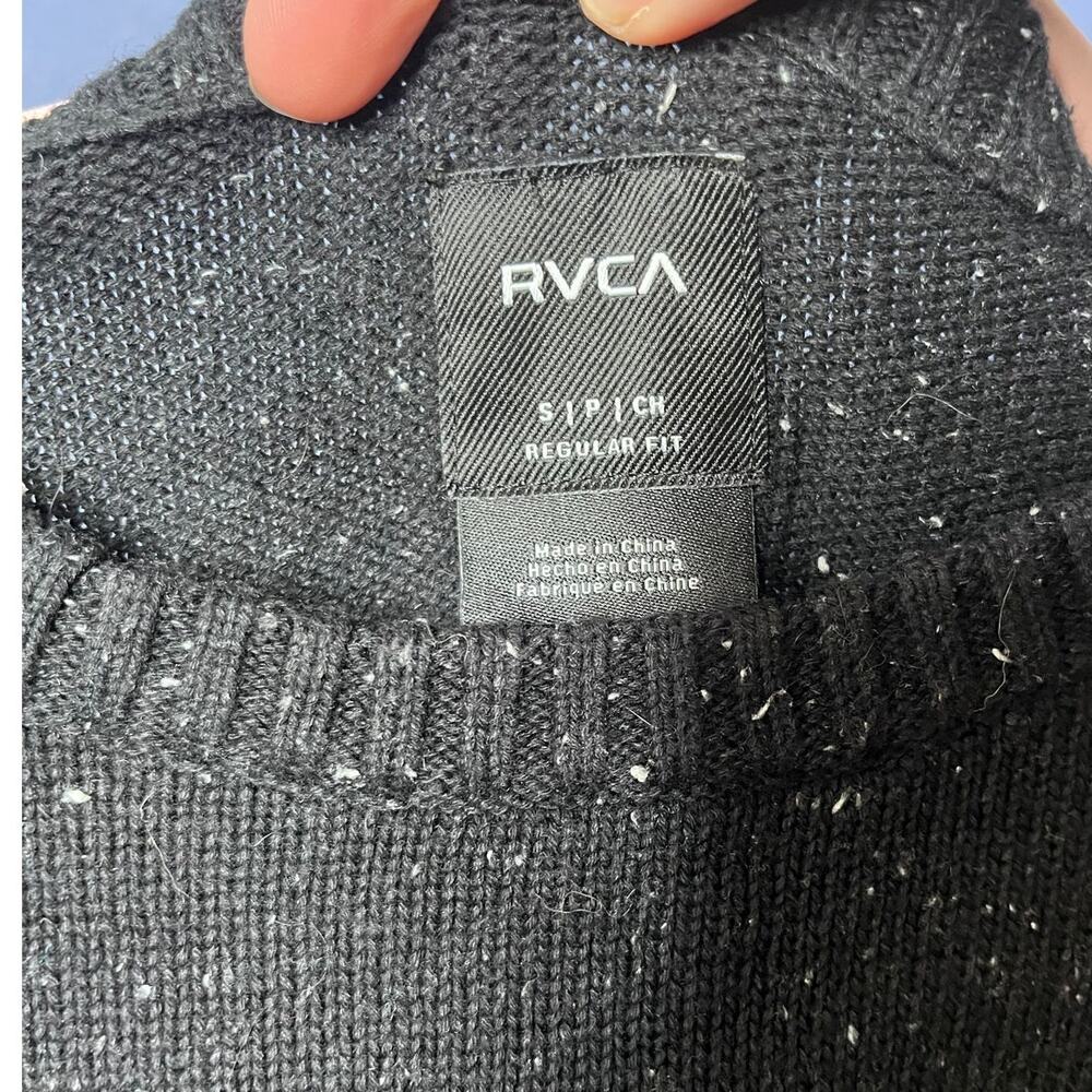 RVCA Men's Neps Crewneck Sweater black knit ribbed small regular fit like new - Picture 4 of 4